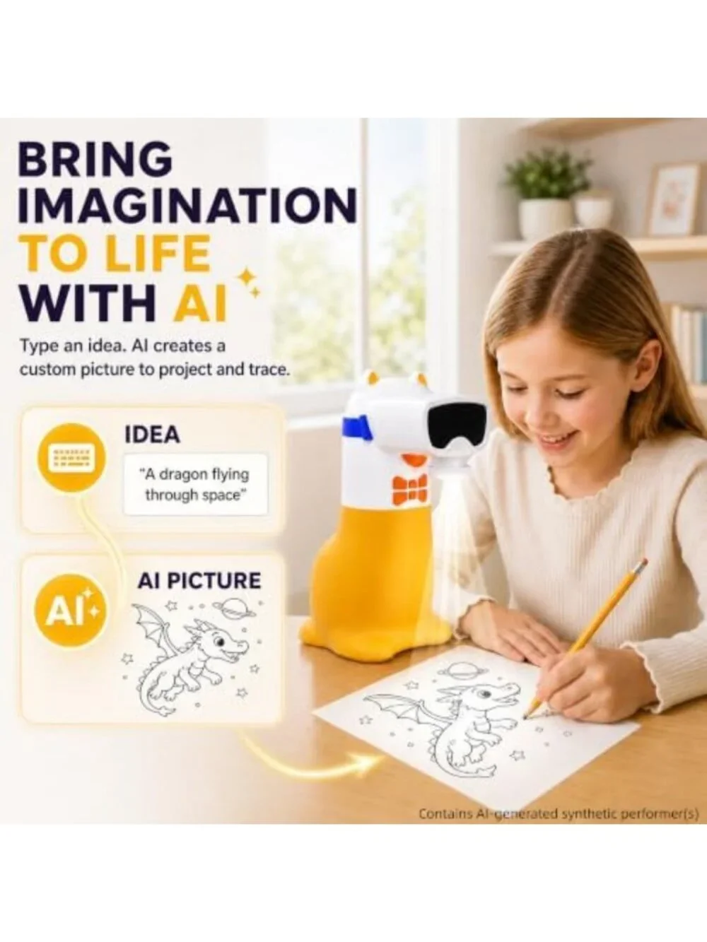 Kids AI Drawing Projector - Creative Birthday Gift for Ages 5-12, Fun Art Tool